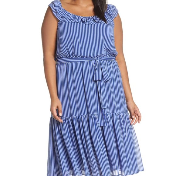 MICHAEL Michael Kors Dresses & Skirts - Michael Kors Plussize Striped Tiered Midi Dress